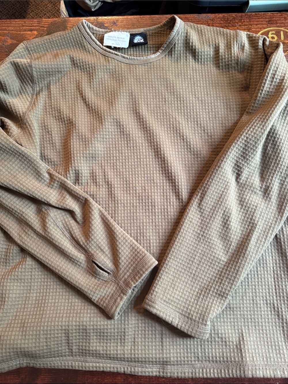 Rothco Long-Sleeve Waffle Knit Shirt in Tan
